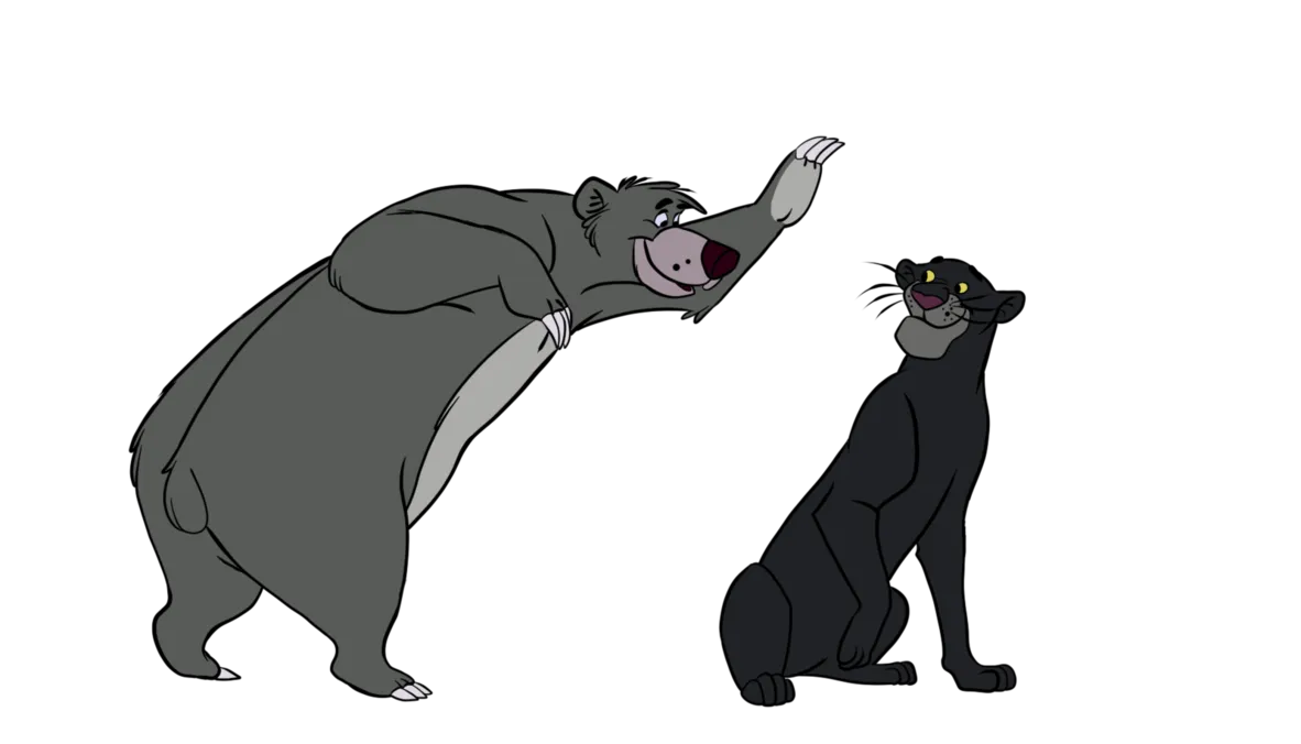 Mowgli and Baloo, friendship scene, transparent png